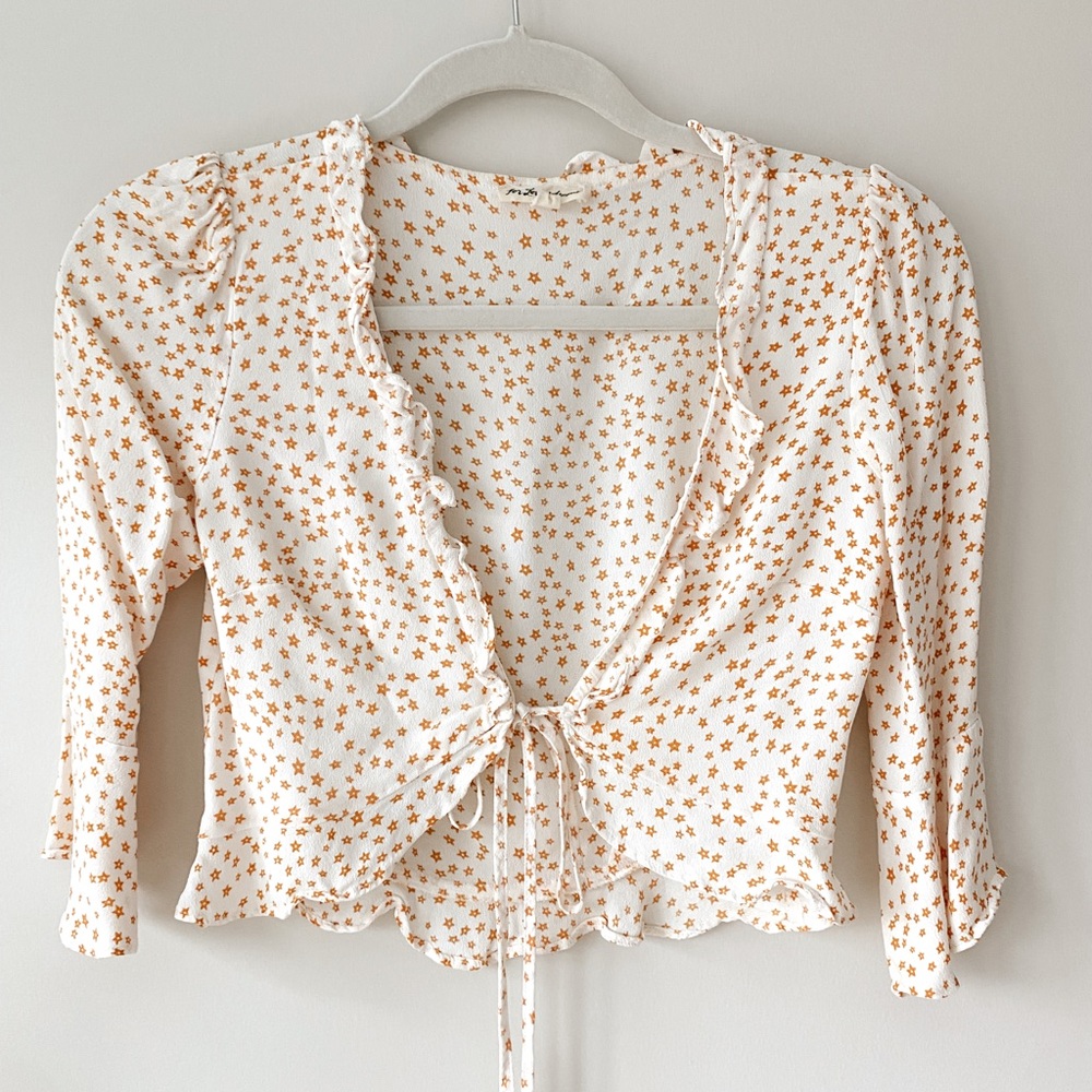 (SOLD) For Love & Lemons Aurora Floral Frill Tie Crop Top